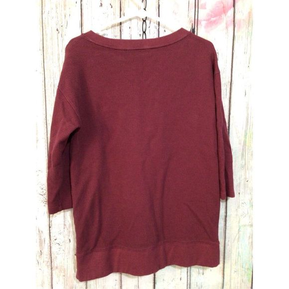 NEW Lands End Thermal Waffle Pattern Shirt Size Small Burgundy 💕 - Picture 4 of 12